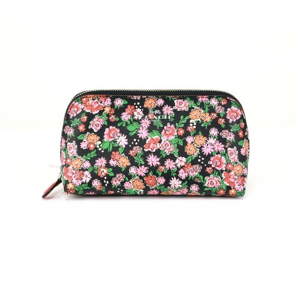 NWT Coach Floral Cluster Domed Cosmetic Pouch Bag Pink Multi - Picture 2 of 7